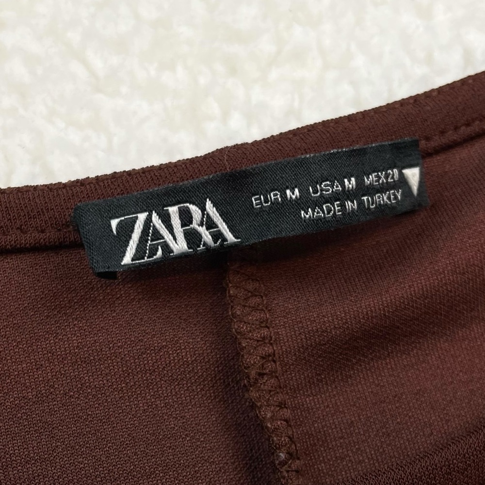 ZARA • Brown Keyhole Cutout Long Sleeve Bodycon Mini Dress, M - Picture 12 of 16